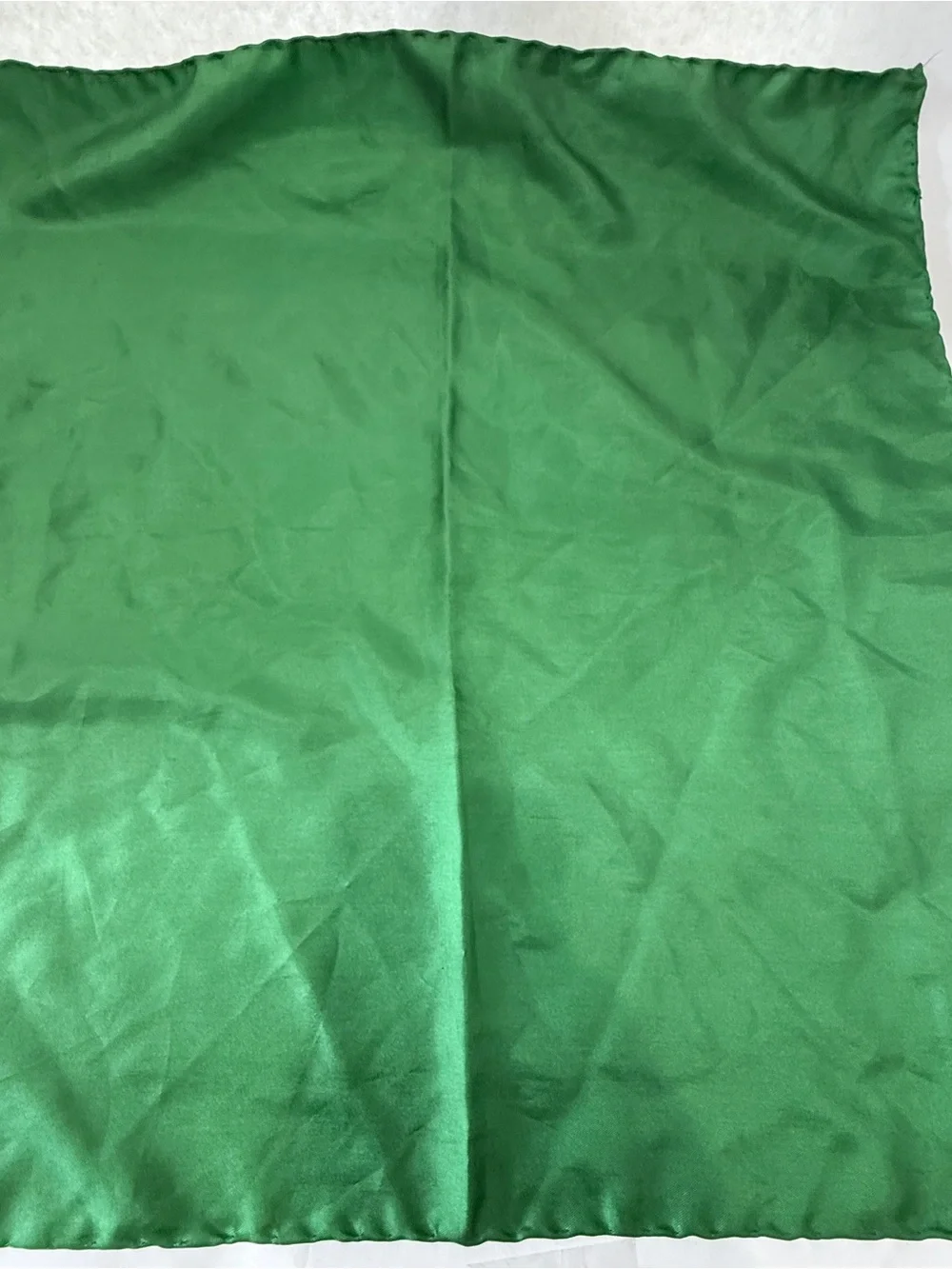 Vintage Silk Solid Green Satin Finish Square Scarf
